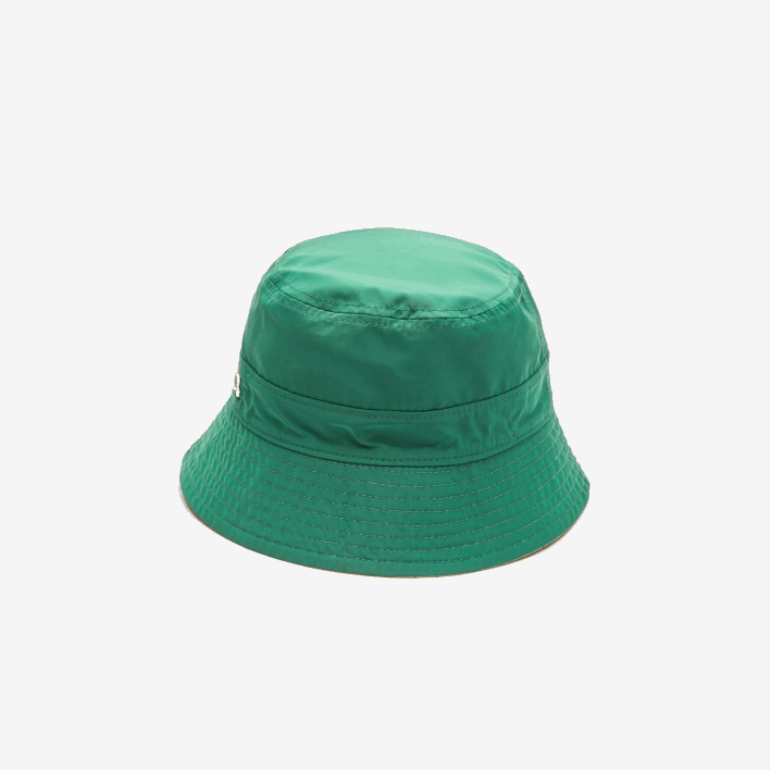 Lacoste Heritage Reversible Solid Or Check Bucket 646T2929 Beige Green EPP Women