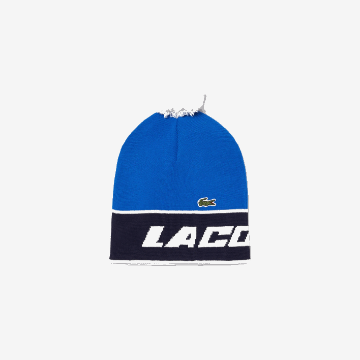 Lacoste Pom-Pom And Color-Block Beanie 646T2914 Navy Blue White ST1 Women