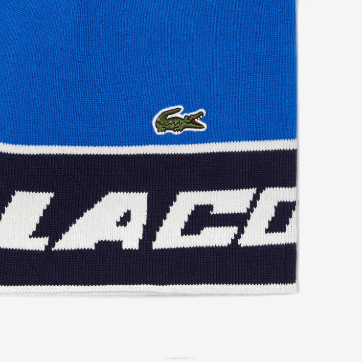 Lacoste Pom-Pom And Color-Block Beanie 646T2914 Navy Blue White ST1 Women