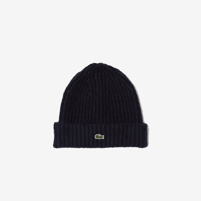 Lacoste Ribbed Knit Beanie 646T2921 Navy Blue 166 Women