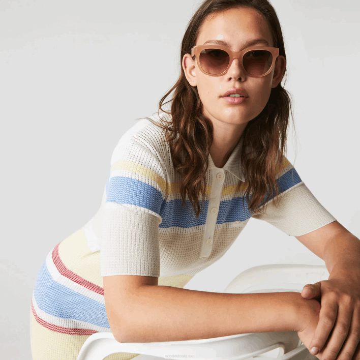 Lacoste Oval Acetate Croco Skin Sunglasses 646T2919 Rose 662 Women