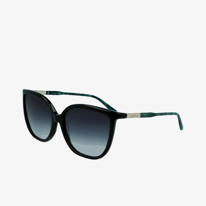 Lacoste Tubular Temple Butterfly Acetate Sunglasses 646T2906 Matt Black 001 Women