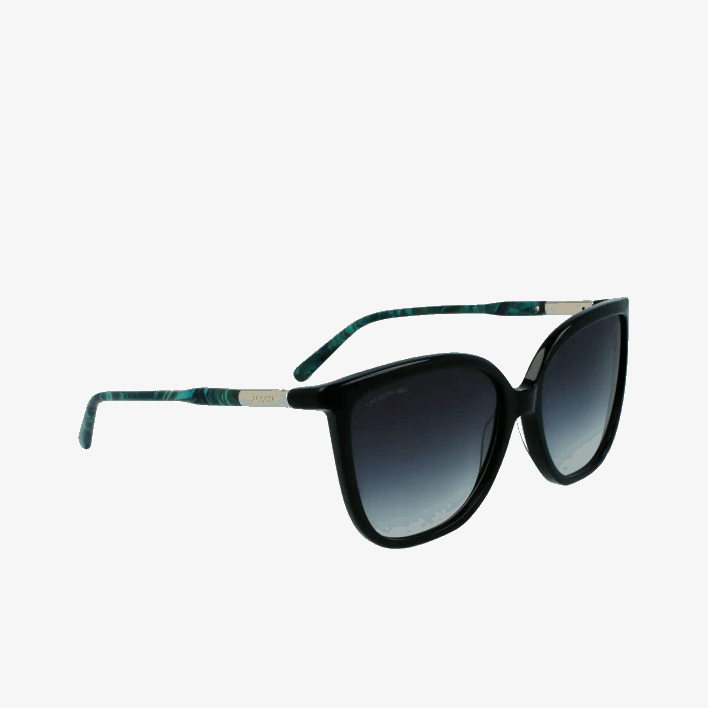 Lacoste Tubular Temple Butterfly Acetate Sunglasses 646T2906 Matt Black 001 Women