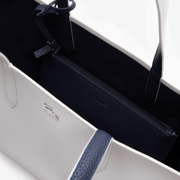 Lacoste Anna Reversible Bicolor Tote Bag 646T2776 Farine Blue Nuit L44 Women