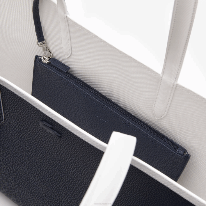 Lacoste Anna Reversible Bicolor Tote Bag 646T2776 Farine Blue Nuit L44 Women