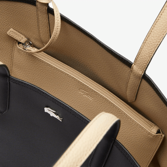 Lacoste Anna Reversible Bicolor Tote Bag 646T2824 Noir Krema A91 Women