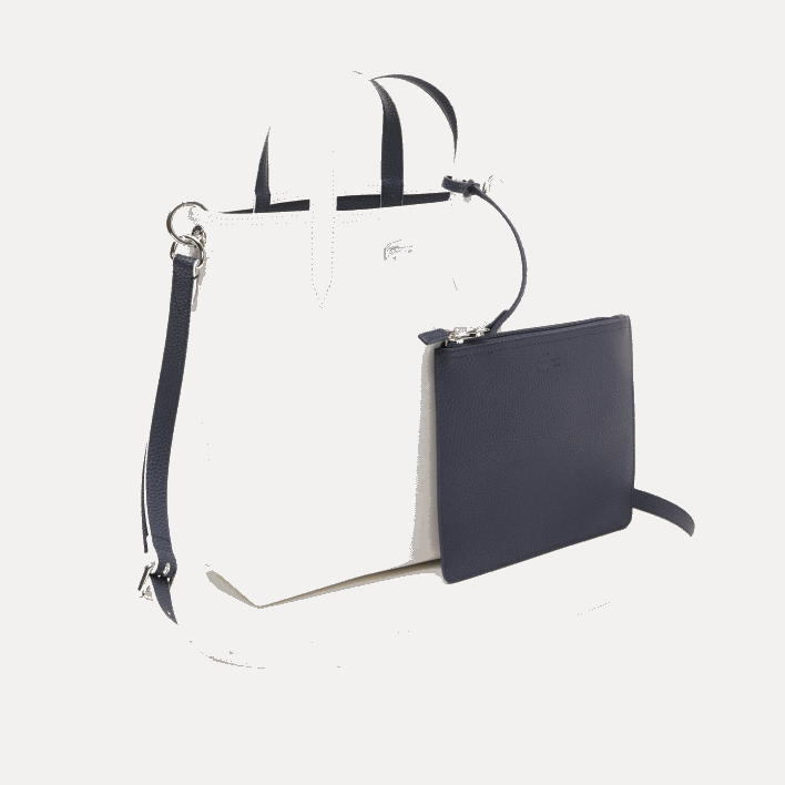 Lacoste Anna Reversible Coated Canvas Tote Bag 646T2780 Farine Blue Nuit L44 Women