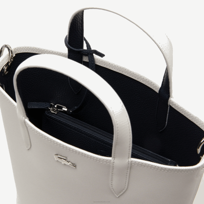 Lacoste Anna Reversible Coated Canvas Tote Bag 646T2780 Farine Blue Nuit L44 Women