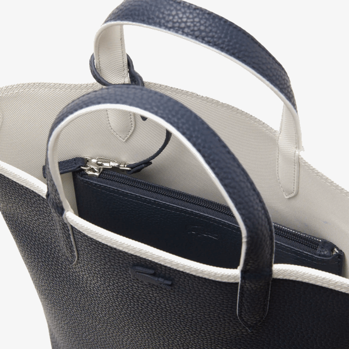 Lacoste Anna Reversible Coated Canvas Tote Bag 646T2780 Farine Blue Nuit L44 Women