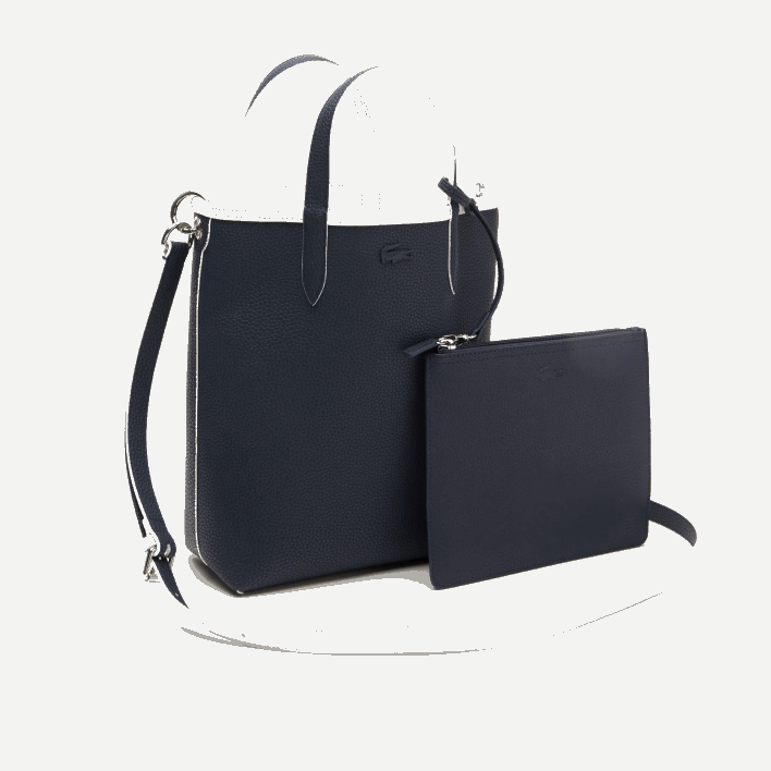 Lacoste Anna Reversible Coated Canvas Tote Bag 646T2780 Farine Blue Nuit L44 Women