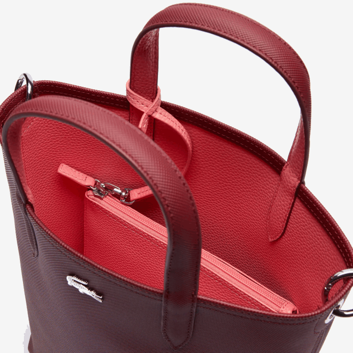 Lacoste Anna Reversible Coated Canvas Tote Bag 646T2781 Perylene Amaryllis G45 Women