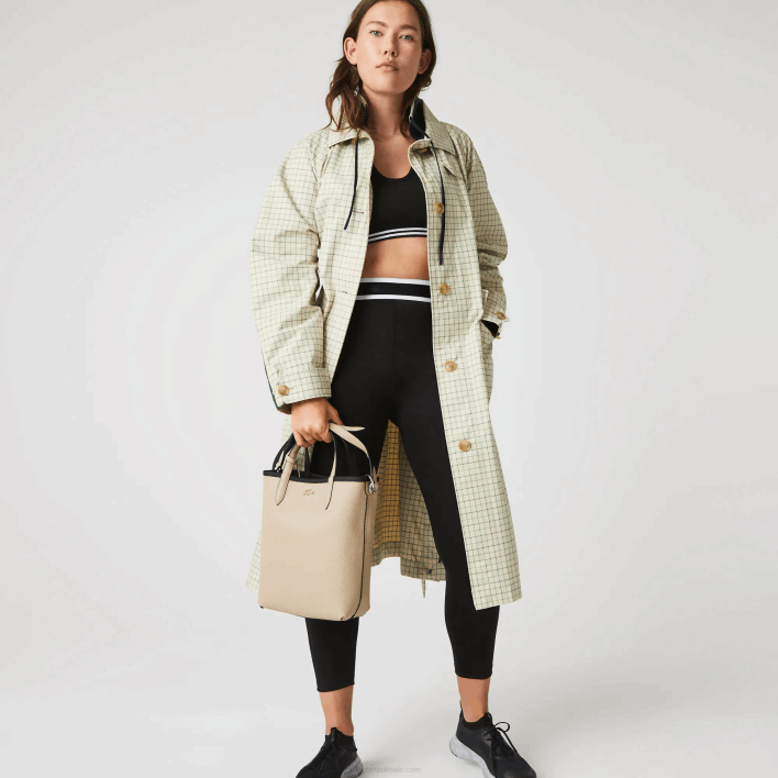 Lacoste Anna Reversible Coated Canvas Tote Bag 646T2830 Noir Krema A91 Women