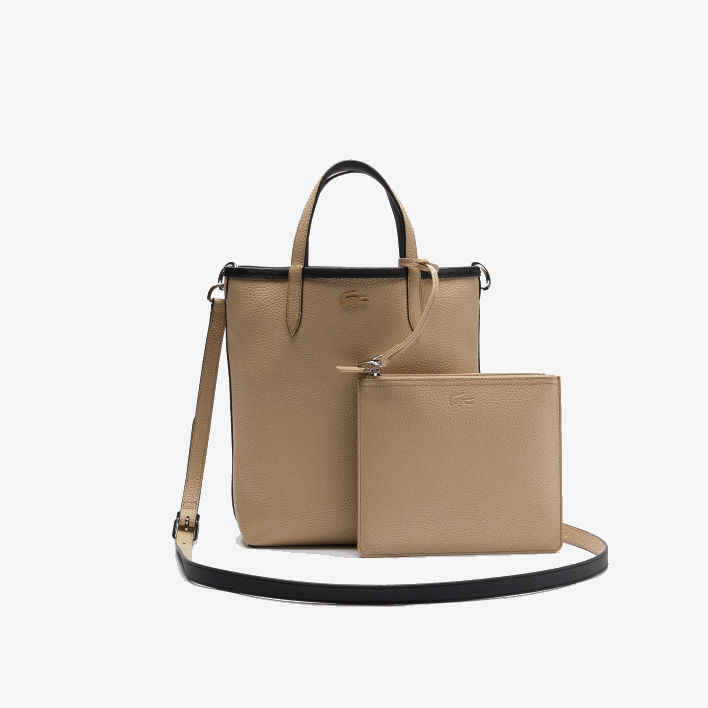 Lacoste Anna Reversible Coated Canvas Tote Bag 646T2830 Noir Krema A91 Women