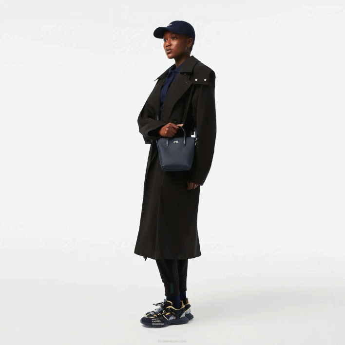 Lacoste L.12.12 Concept Petit Pique Coated Canvas Mini Zip Tote Bag 646T2819 Eclipse 141 Women