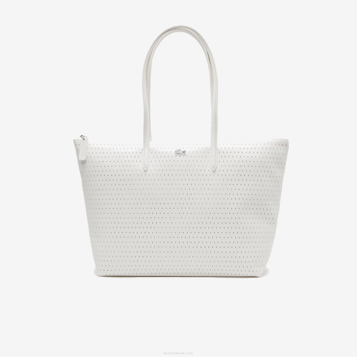 Lacoste L.12.12 Large Perforated Tote 646T2761 Farine A56 Women