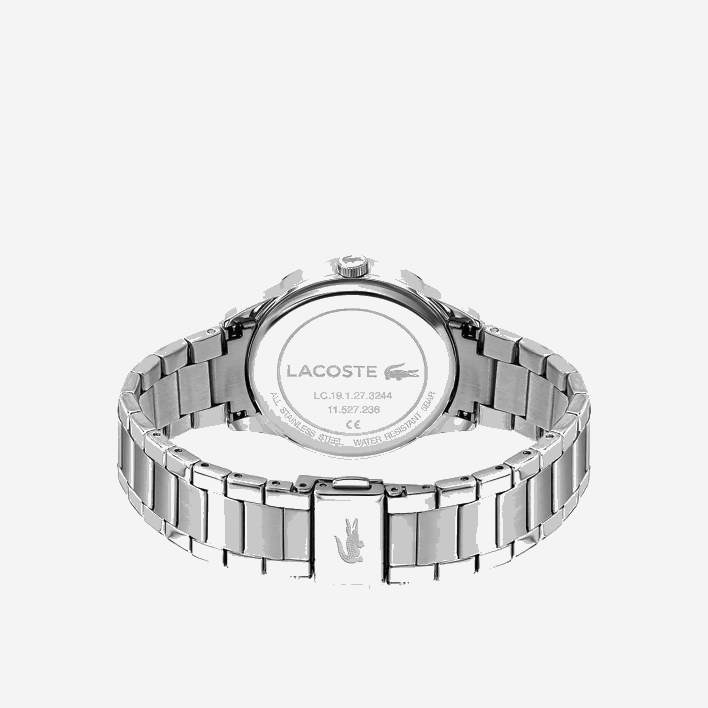 Lacoste Ladycroc 3 Hands Watch - Silver With Stainless Steel Bracelet 646T2923 Black 000 Women