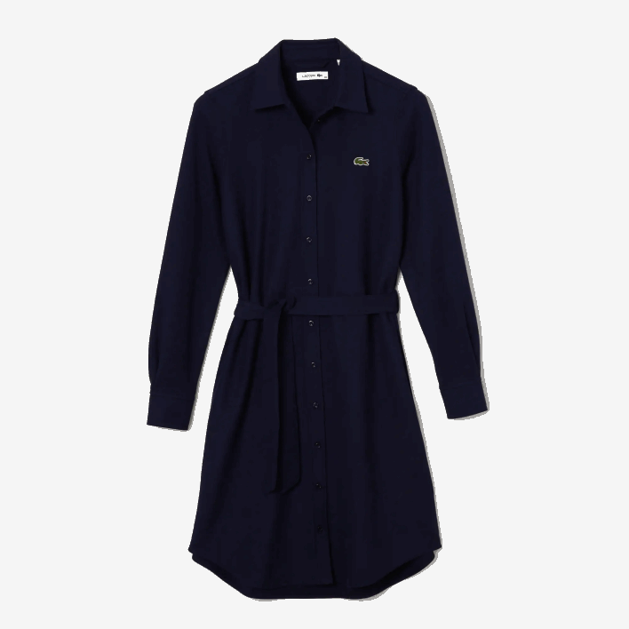 Lacoste Adjustable Cotton Pique Polo Dress 646T2491 Navy Blue 166 Women