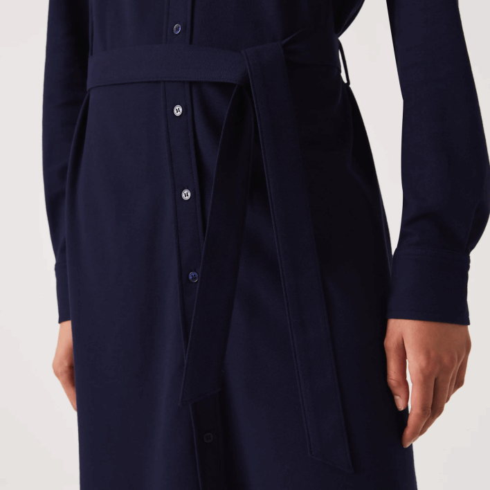 Lacoste Adjustable Cotton Pique Polo Dress 646T2491 Navy Blue 166 Women