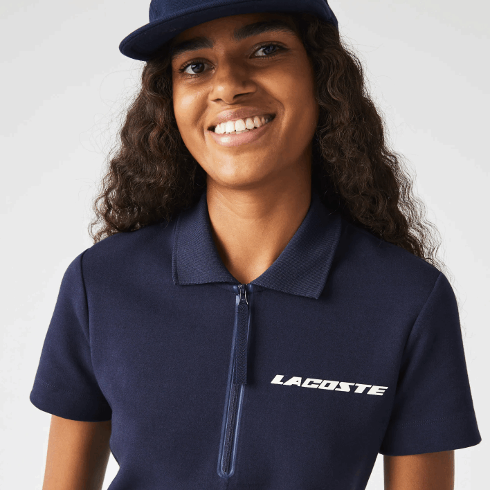 Lacoste Branded Cotton Jersey Polo Dress 646T2517 Navy Blue 166 Women