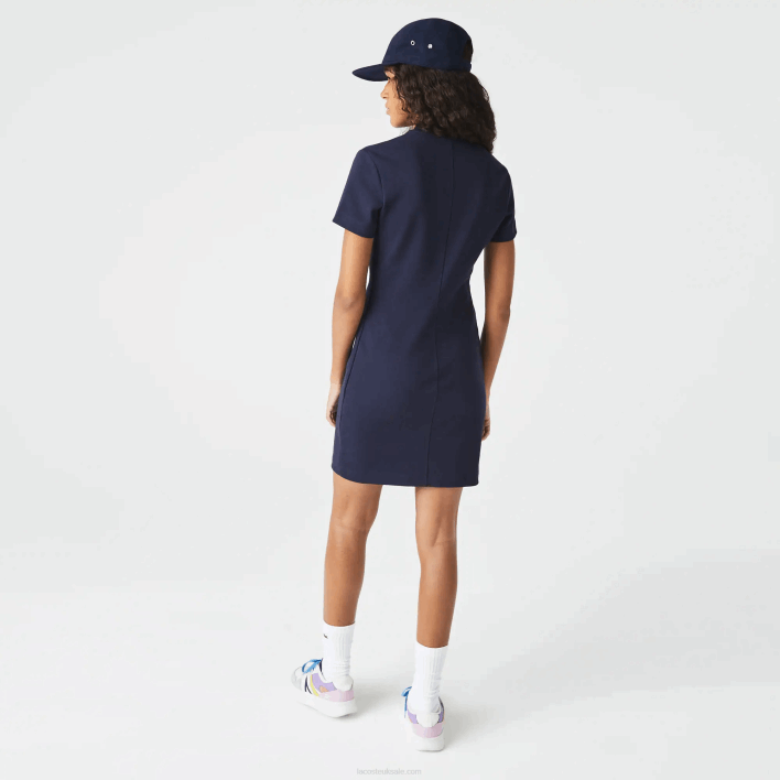 Lacoste Branded Cotton Jersey Polo Dress 646T2517 Navy Blue 166 Women