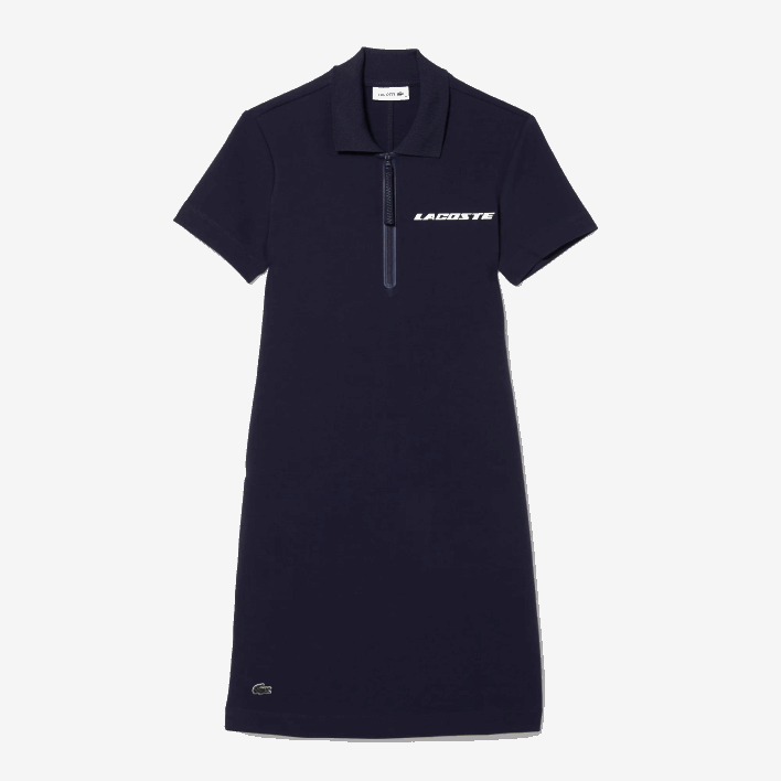 Lacoste Branded Cotton Jersey Polo Dress 646T2517 Navy Blue 166 Women