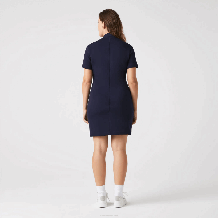 Lacoste Branded Cotton Jersey Polo Dress 646T2517 Navy Blue 166 Women