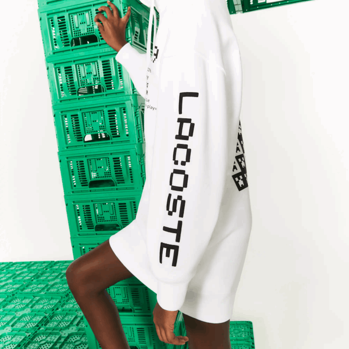 Lacoste LIVE x Minecraft Organic Fleece Hoodie Dress 646T2521 White 001 Women