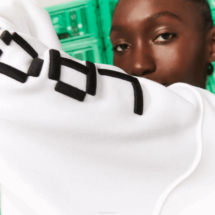 Lacoste LIVE x Minecraft Organic Fleece Hoodie Dress 646T2521 White 001 Women