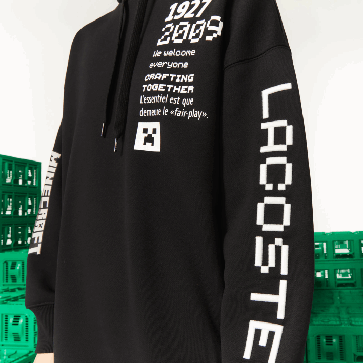 Lacoste LIVE x Minecraft Organic Fleece Hoodie Dress 646T2522 Black 031 Women