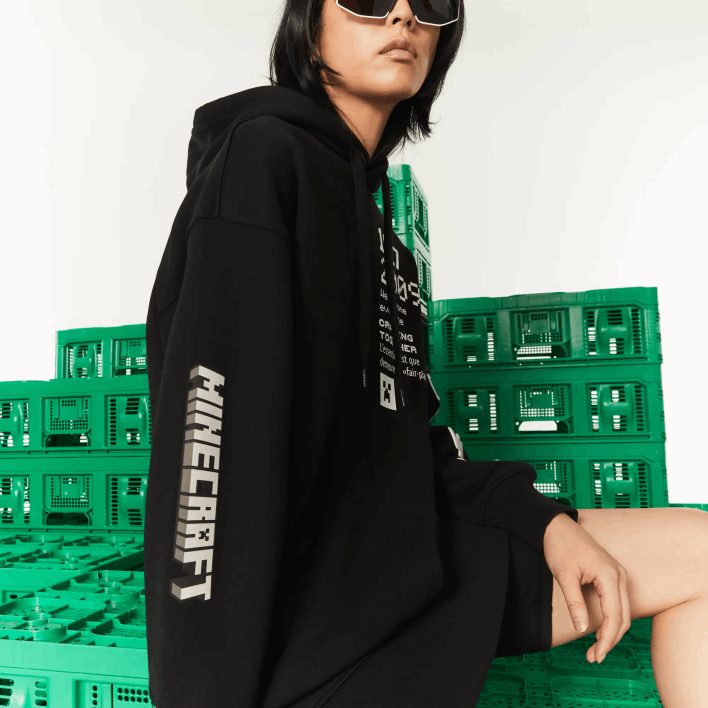 Lacoste LIVE x Minecraft Organic Fleece Hoodie Dress 646T2522 Black 031 Women