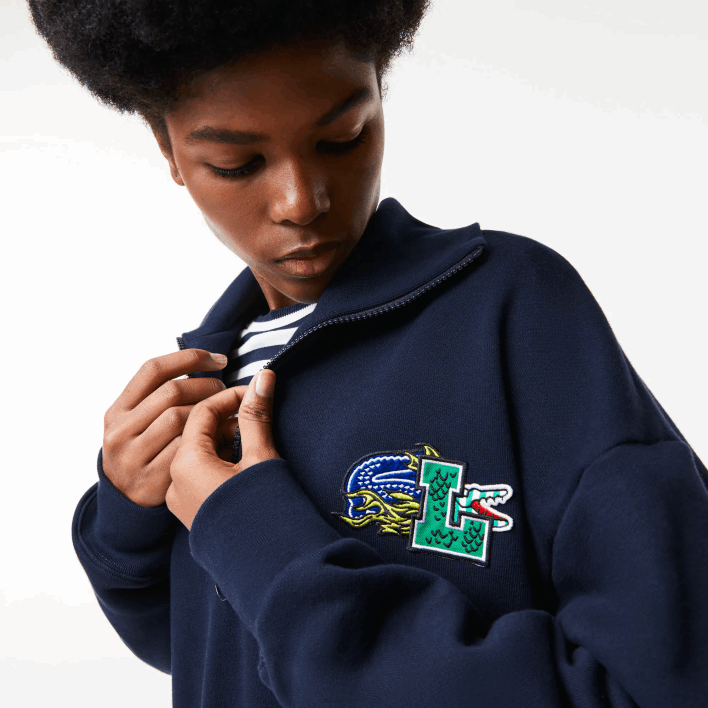 Lacoste Oversized Zip Neck Polo Dress 646T2492 Navy Blue 166 Women