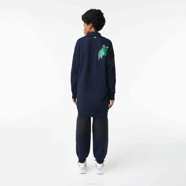 Lacoste Oversized Zip Neck Polo Dress 646T2492 Navy Blue 166 Women