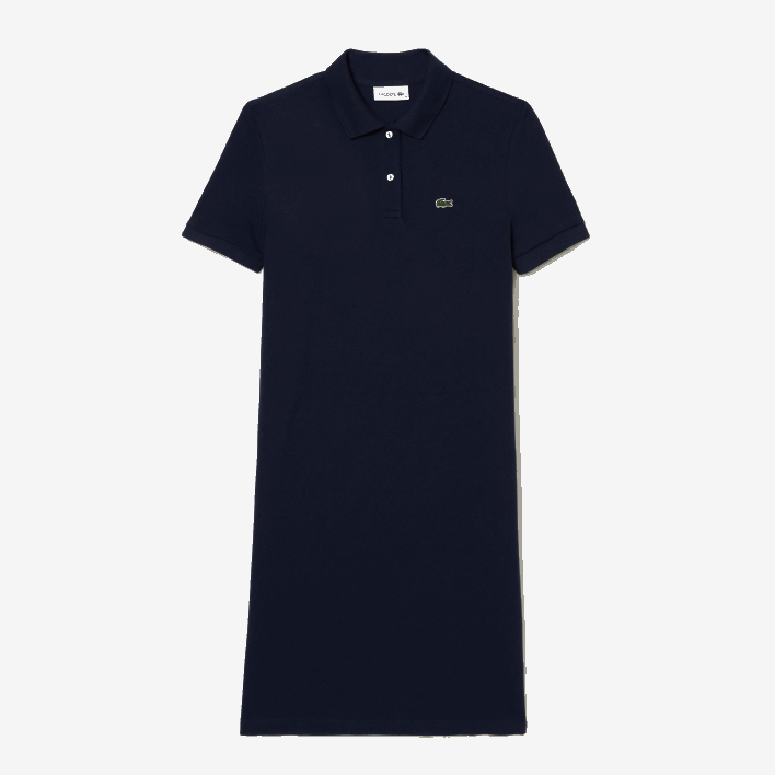 Lacoste Pique Knit Polo Dress 646T2361 Navy Blue 166 Women
