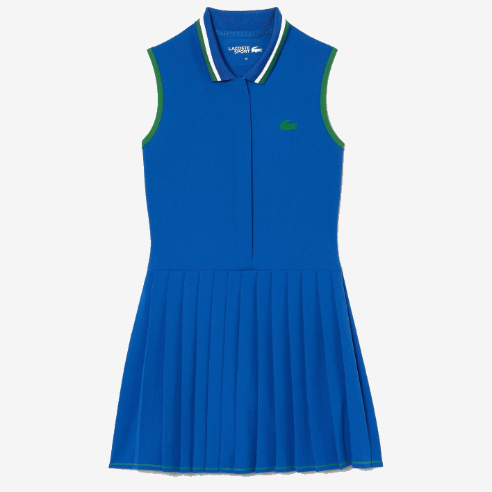 Lacoste SPORT Built-In Short Pleated Tennis Dress 646T2356 Blue Green QZI Women