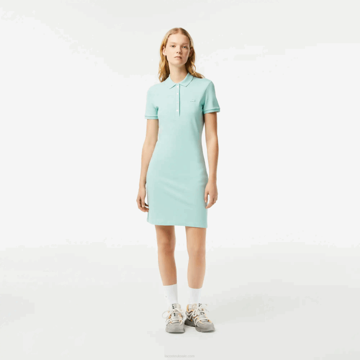 Lacoste Stretch Cotton Pique Polo Dress 646T2368 Mint LGF Women