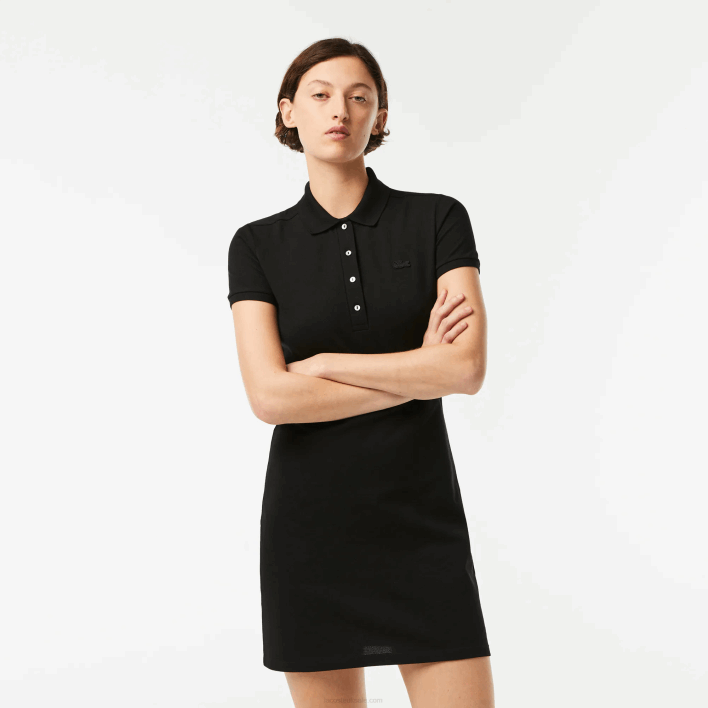 Lacoste Stretch Cotton Pique Polo Dress 646T2370 Black 031 Women