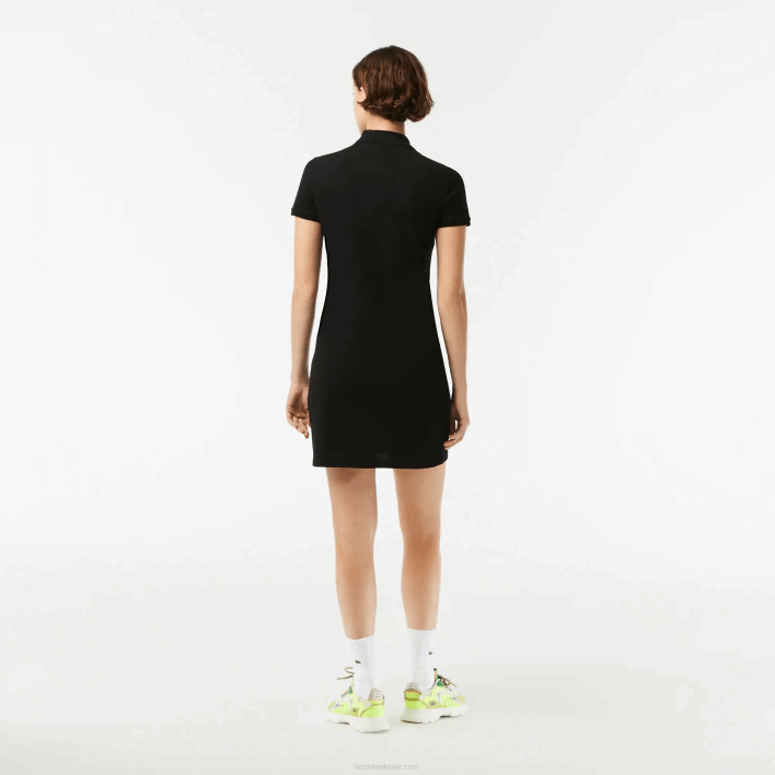Lacoste Stretch Cotton Pique Polo Dress 646T2370 Black 031 Women