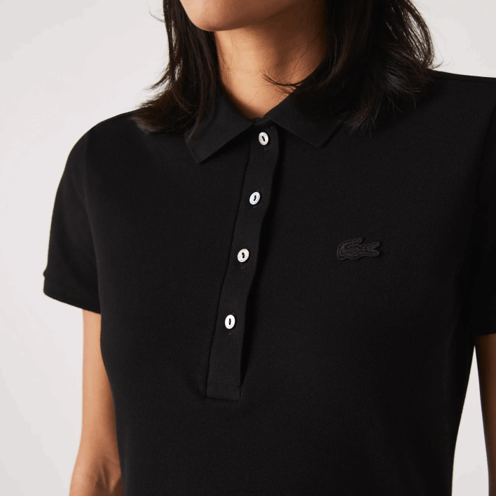 Lacoste Stretch Cotton Pique Polo Dress 646T2370 Black 031 Women