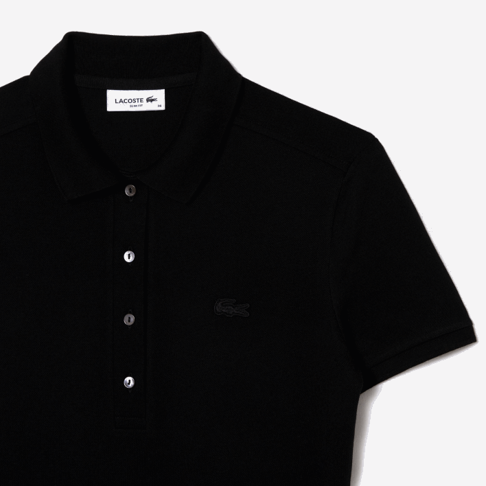 Lacoste Stretch Cotton Pique Polo Dress 646T2370 Black 031 Women