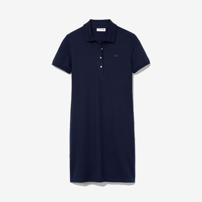 Lacoste Stretch Cotton Pique Polo Dress 646T2371 Navy Blue 166 Women