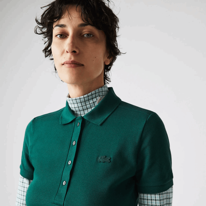 Lacoste Stretch Cotton Pique Polo Dress 646T2467 Green 3M2 Women