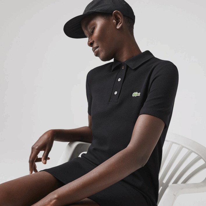 Lacoste Trumpet Sleeve Pique Polo Dress 646T2510 Black 031 Women