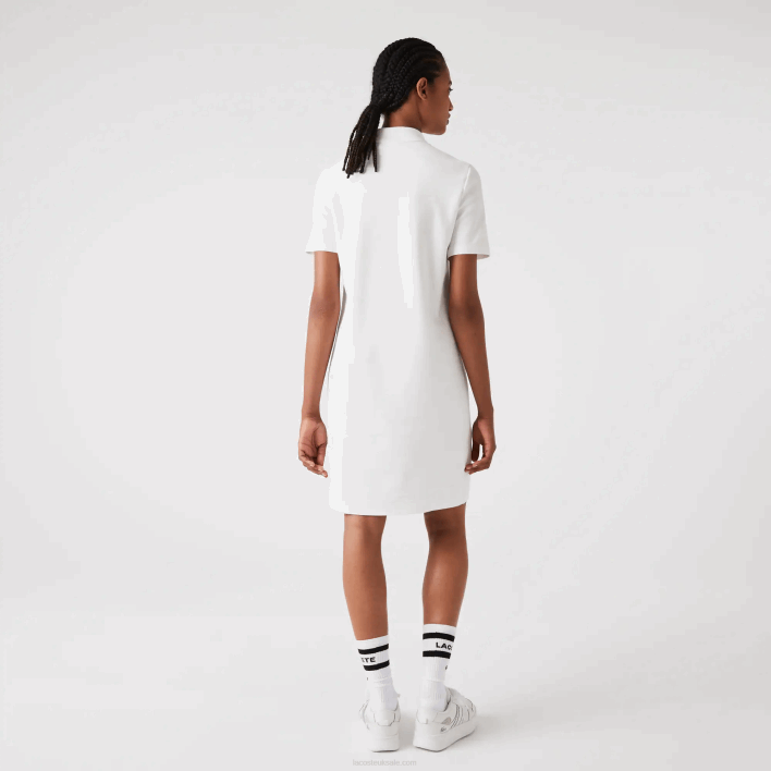 Lacoste Trumpet Sleeve Pique Polo Dress 646T2512 White 70V Women