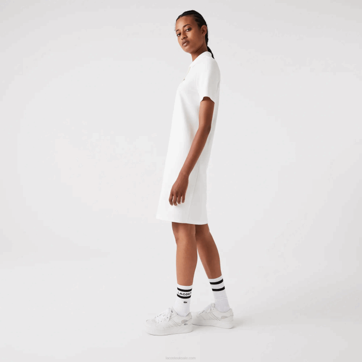 Lacoste Trumpet Sleeve Pique Polo Dress 646T2512 White 70V Women