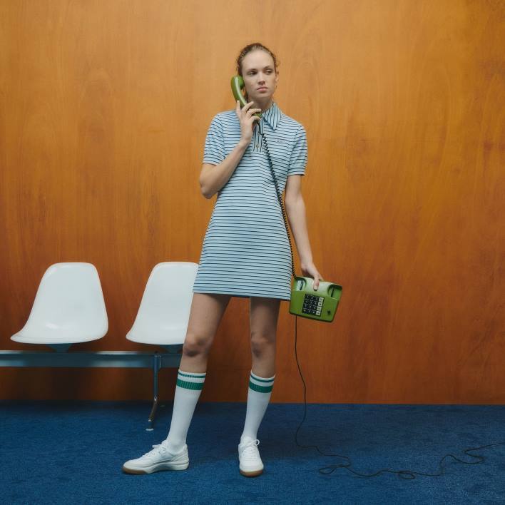 Lacoste x Goop Striped Jacquard Dress 646T2672 Navy Blue White CJR Women