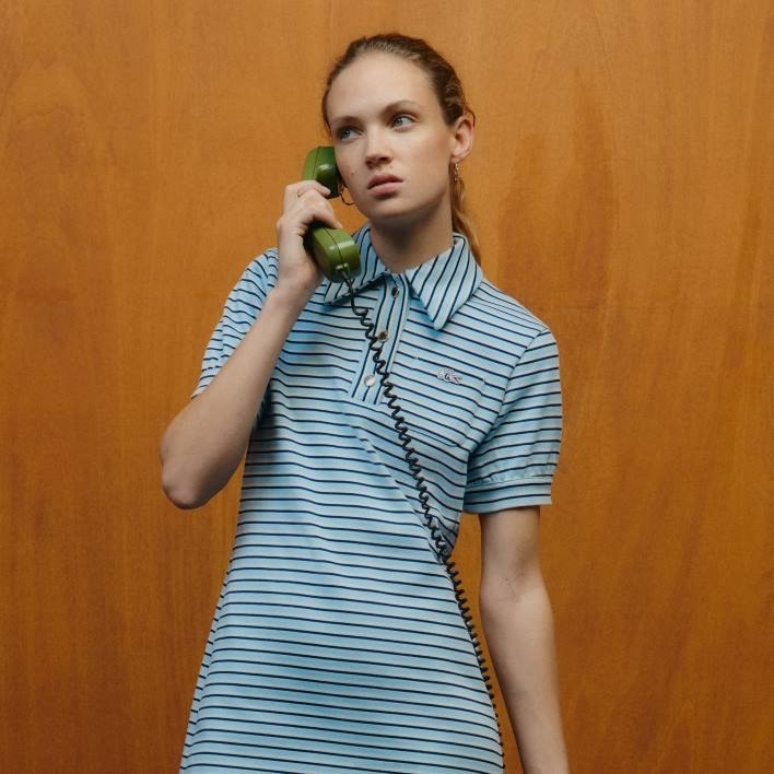 Lacoste x Goop Striped Jacquard Dress 646T2672 Navy Blue White CJR Women