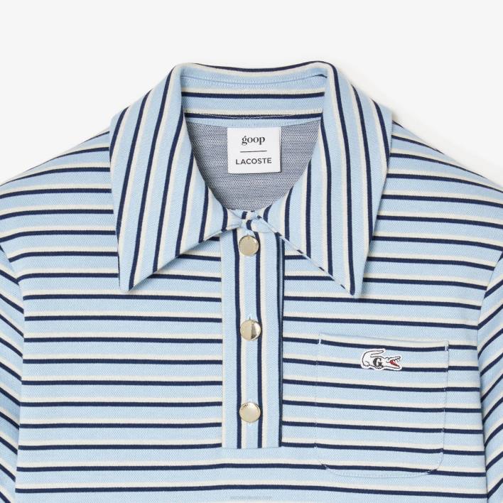 Lacoste x Goop Striped Jacquard Dress 646T2672 Navy Blue White CJR Women