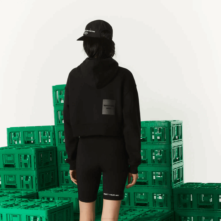 Lacoste x Minecraft Oversized Fleece Hoodie 646T2585 Black 031 Women