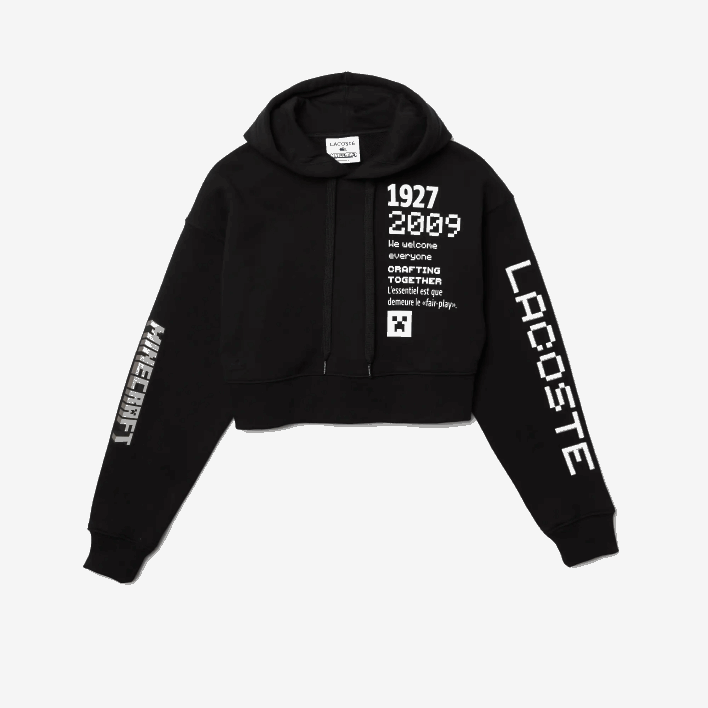 Lacoste x Minecraft Oversized Fleece Hoodie 646T2585 Black 031 Women