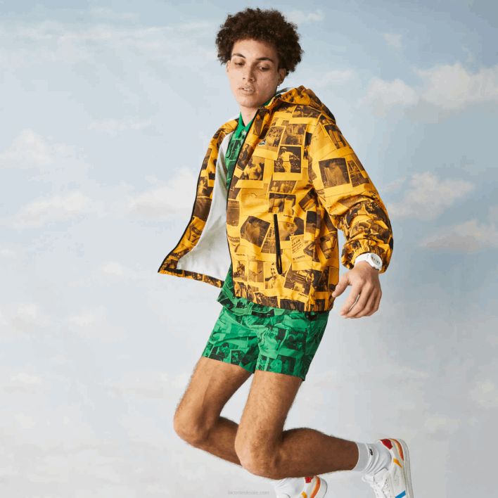Lacoste LIVE Polaroid Collaboration Jacket 646T1303 Yellow Black 7KR Women